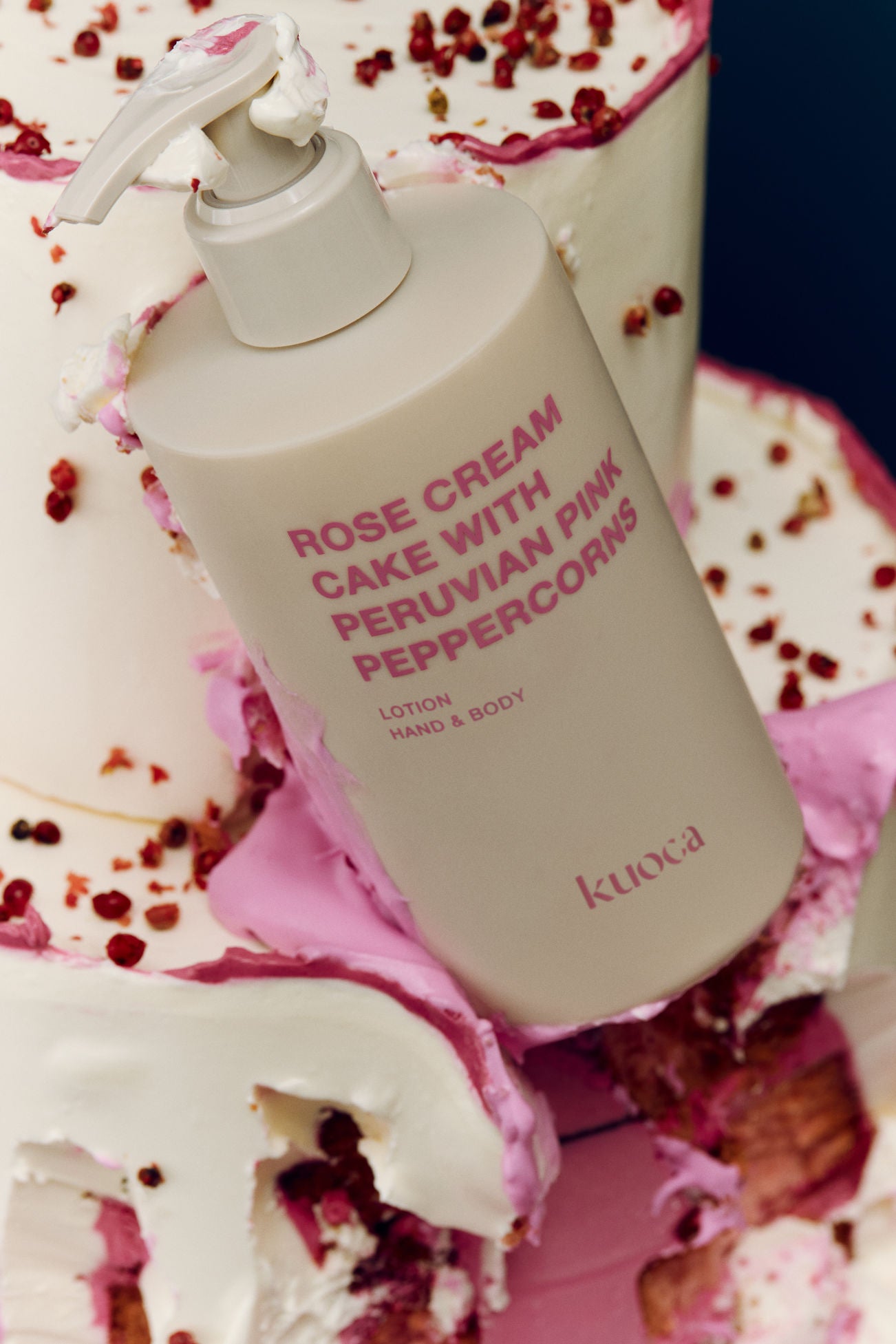 KUOCA Rose Cream Cake with Peruvian Pink Peppercorns Hand & Body Lotion