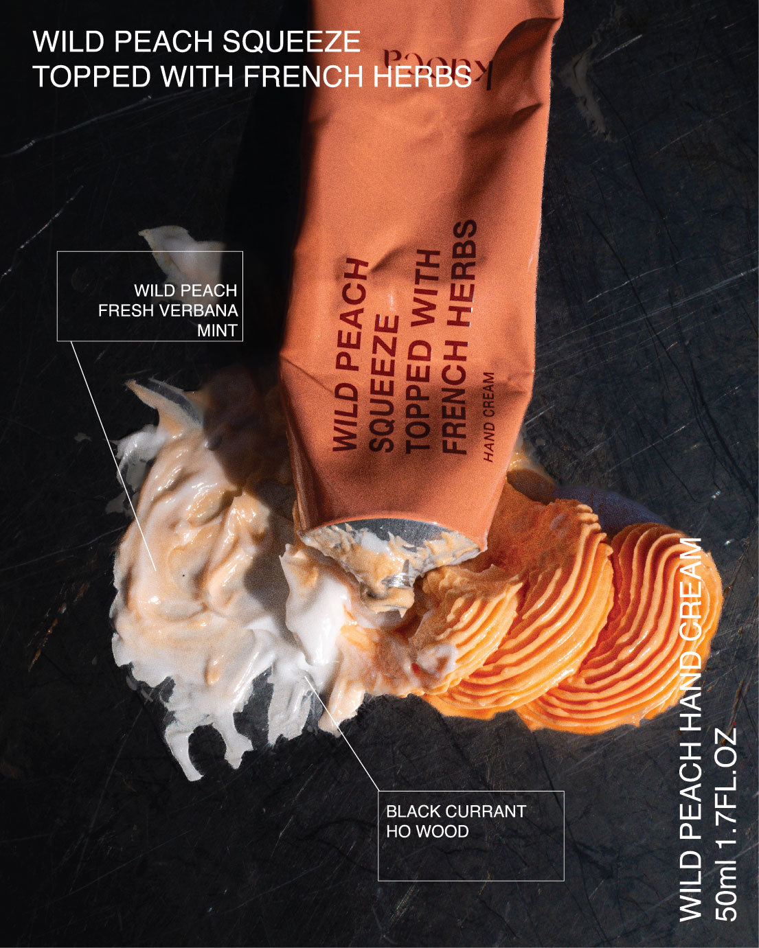 KUOCA Wild Peach Squeeze Topped with French Harbs Hand Cream