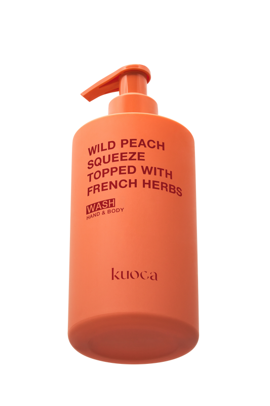 KUOCA Wild Peach Squeeze Topped with French Harbs Hand & Body Wash