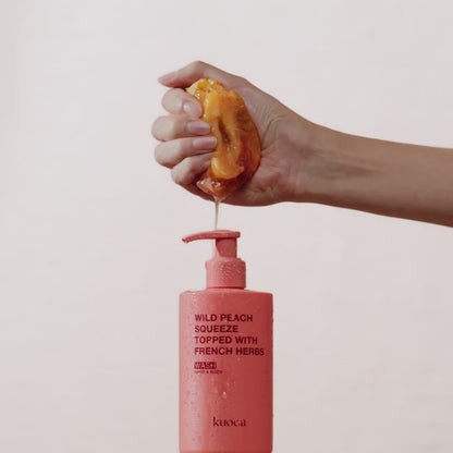 KUOCA Wild Peach Squeeze Topped with French Harbs Hand & Body Wash